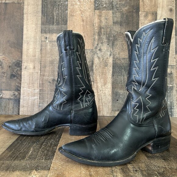 Nocona Vintage Black Western Cowboy Boots Mens 13 A - Picture 2 of 12